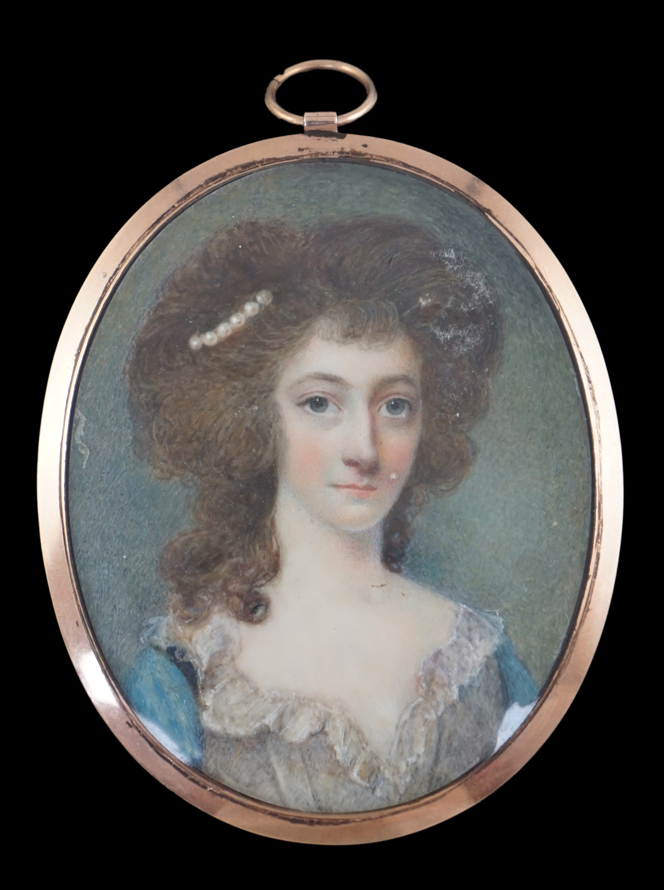 Manner of Samuel Shelley (1750-1808), Portrait miniature of a lady, watercolour on ivory, 6.5 x 5cm. CITES Submission reference NP4CE777